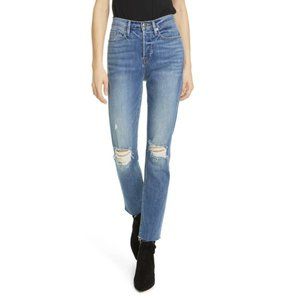 Frame | Le Beau Ankle Straight Leg Boyfriend Jeans In Cleo Rips Sz. 26